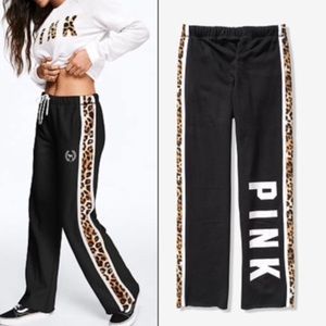 💗VS PINK BLACK LEOPARD COLORBLOCK RELAXED SLOUCHY BOYFRIEND PANTS